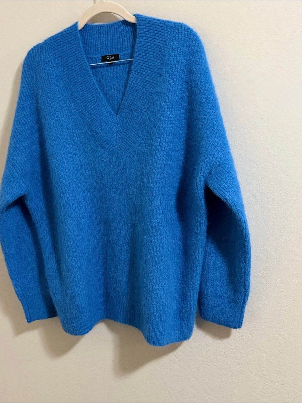 RAILS Jodie Blue V Neck Oversized Ribbed Slouchy Cozy Sweater M Alpaca blend - Picture 3 of 12